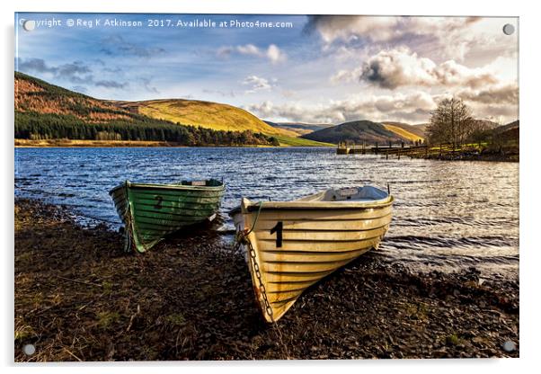 St Mary's Loch Acrylic by Reg K Atkinson