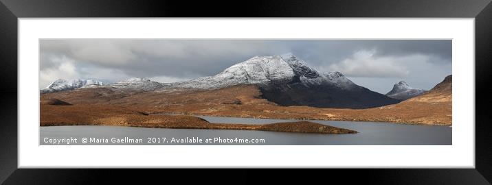 Mountains from Knockan Crag - Panorama Framed Mounted Print by Maria Gaellman