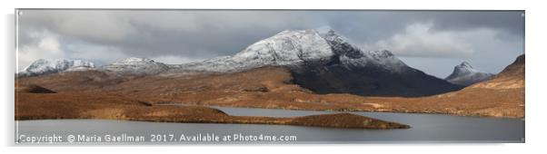 Mountains from Knockan Crag - Panorama Acrylic by Maria Gaellman