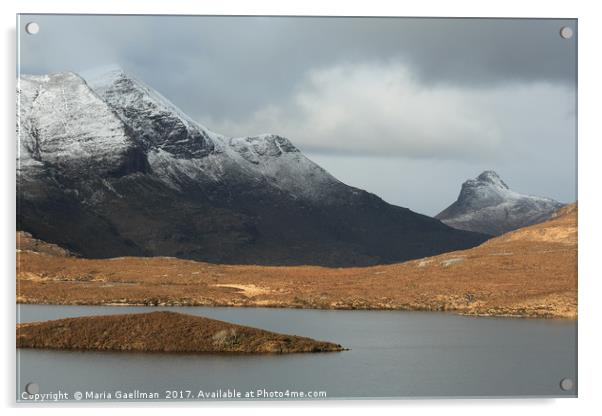 Mountains from Knockan Crag  Acrylic by Maria Gaellman