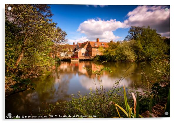 Flatford Mill Suffolk Acrylic by matthew  mallett