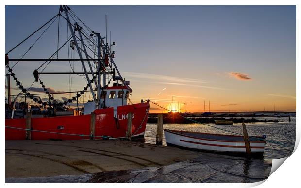 Catherine Anne LN476 moored at Brancaster Staithe  Print by Gary Pearson