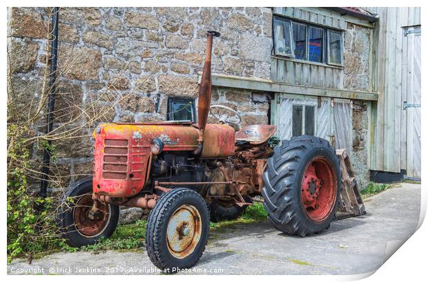 Old Zetor Diesel 4011 Tractor on the Scillies Print by Nick Jenkins