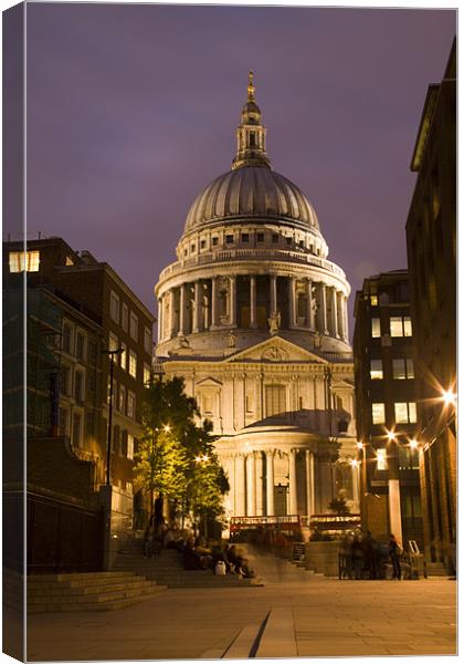 St Pauls Cathedral at night Canvas Print by David French