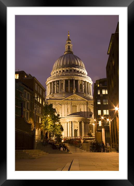 St Pauls Cathedral at night Framed Mounted Print by David French