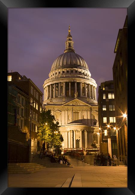 St Pauls Cathedral at night Framed Print by David French
