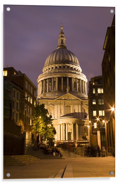 St Pauls Cathedral at night Acrylic by David French
