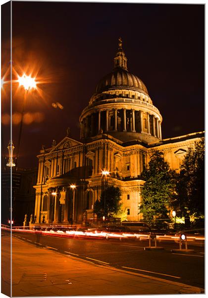 St Pauls Cathedral  at night Canvas Print by David French