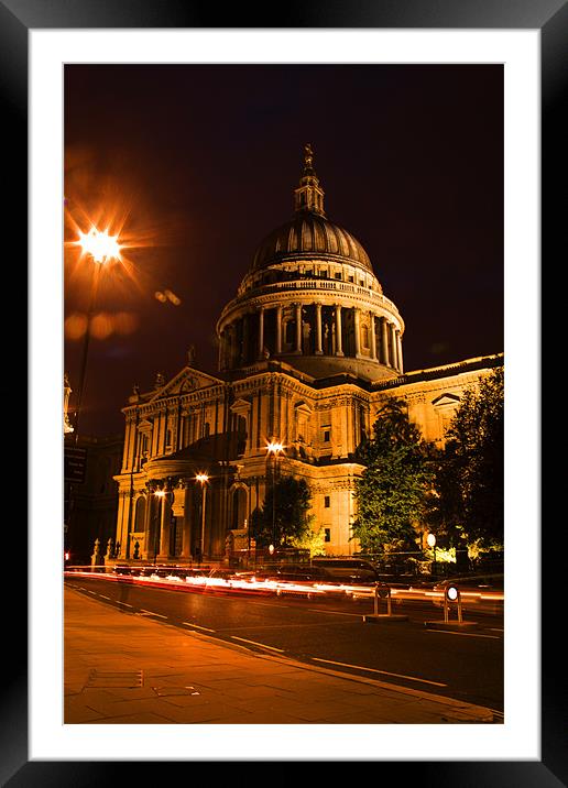 St Pauls Cathedral  at night Framed Mounted Print by David French