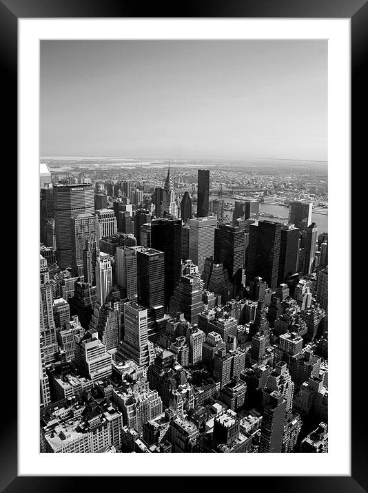New York Skyline B&W Framed Mounted Print by Gavin Liddle