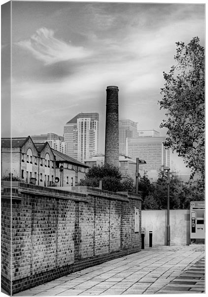 Old Chimney, New Buildings Canvas Print by Karen Martin