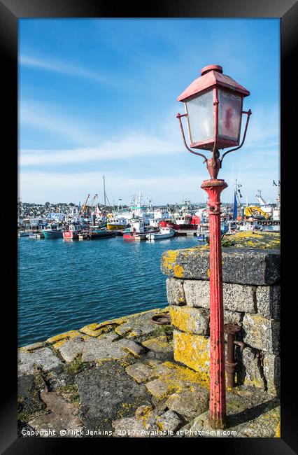 The Old Red Lamp Post Newlyn Harbour Cornwall Framed Print by Nick Jenkins