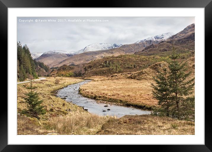 Glen Shiel roadside stream Framed Mounted Print by Kevin White