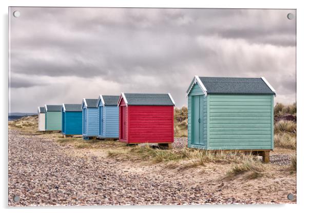 Beach Huts by Findhorn Beach Acrylic by Jacqi Elmslie