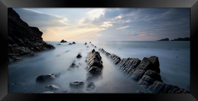 Welcombe Mouth Long Exposure Framed Print by mark leader