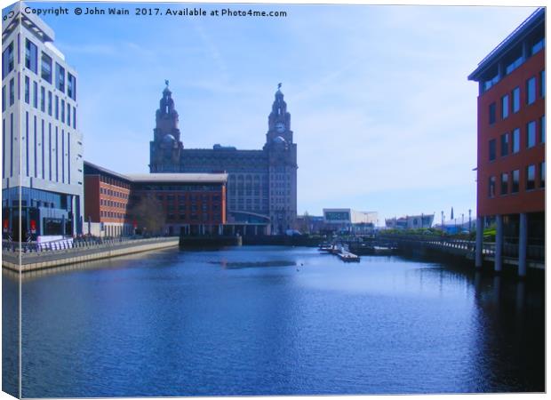 Liver Building from Princes Dock Canvas Print by John Wain