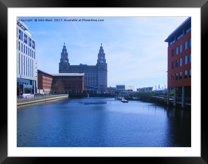 Liver Building from Princes Dock Framed Mounted Print by John Wain