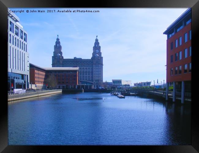 Liver Building from Princes Dock Framed Print by John Wain