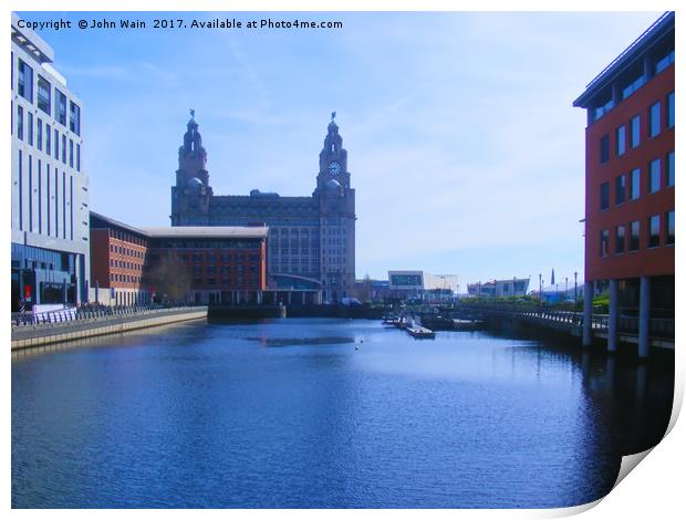 Liver Building from Princes Dock Print by John Wain