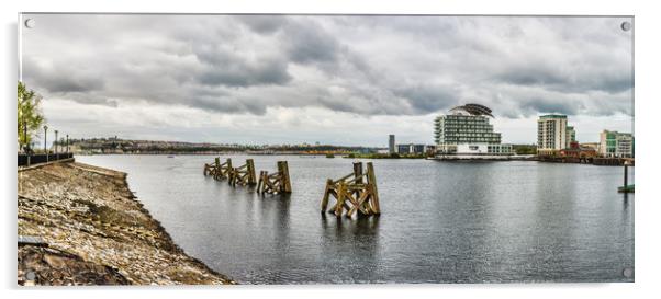 Cardiff Bay Panorama Acrylic by Steve Purnell
