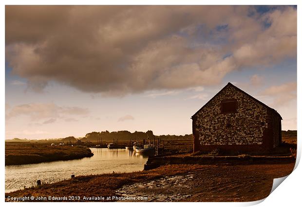 The Coal Barn at Thornham Creek Print by John Edwards