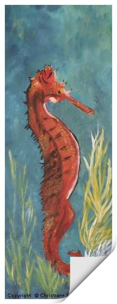 Red Seahorse Print by Christiane Schulze