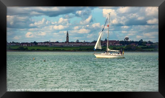 Sailing Past Holbrook On The Stour Framed Print by matthew  mallett
