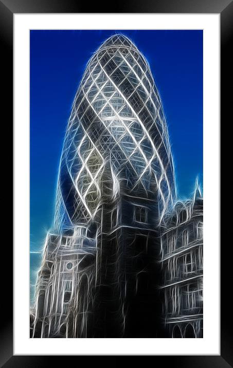 The Gherkin Tower Framed Mounted Print by David French