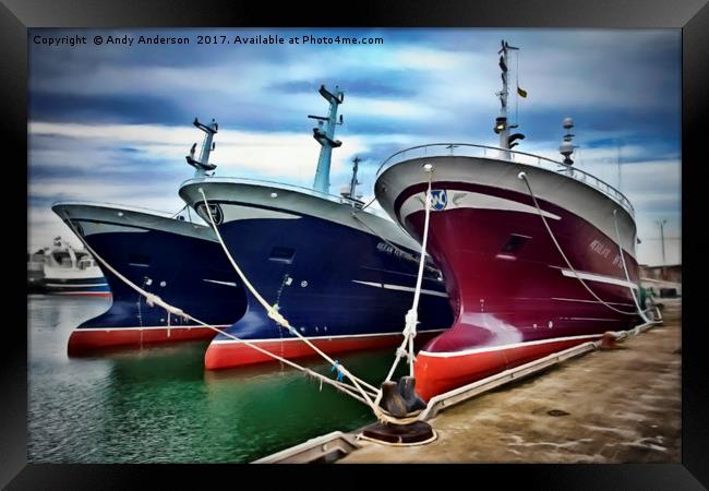 Scottish Trawlers in Port Framed Print by Andy Anderson