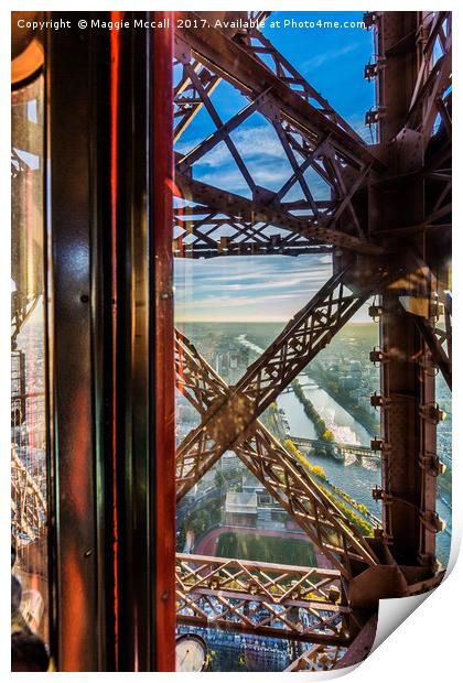 Descending In The Lift Of The Eiffel Tower, Paris, Print by Maggie McCall