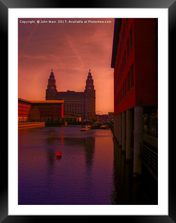 Liver Building from the Princes Dock Framed Mounted Print by John Wain