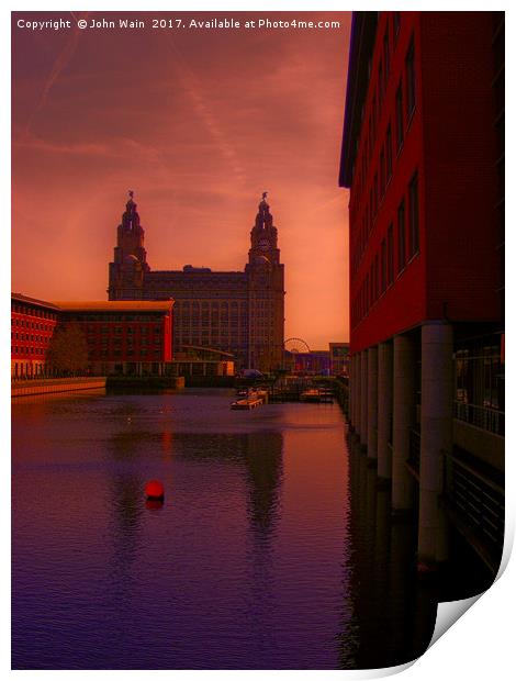 Liver Building from the Princes Dock Print by John Wain