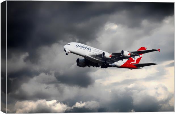 Quantas A380 Canvas Print by J Biggadike