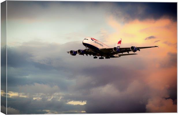 British Airways A380 Canvas Print by J Biggadike