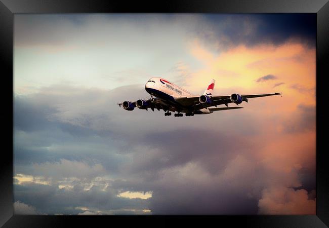 British Airways A380 Framed Print by J Biggadike