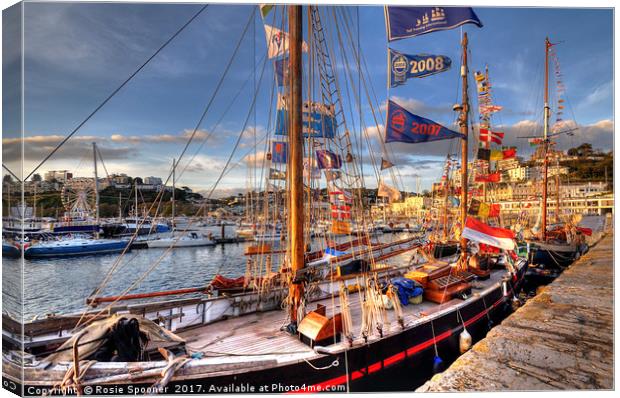 Tall Ships at Torquay Harbour Canvas Print by Rosie Spooner