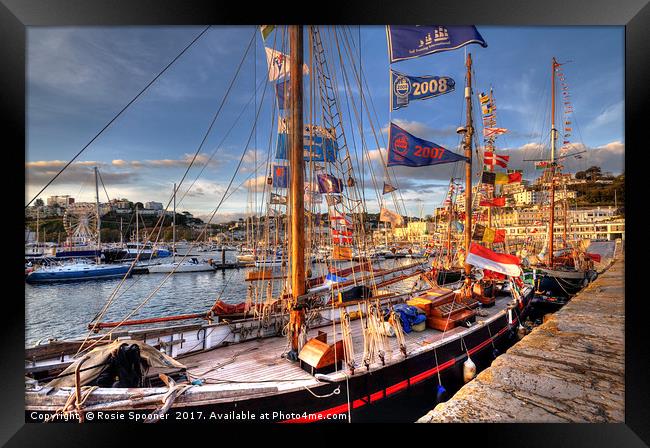 Tall Ships at Torquay Harbour Framed Print by Rosie Spooner