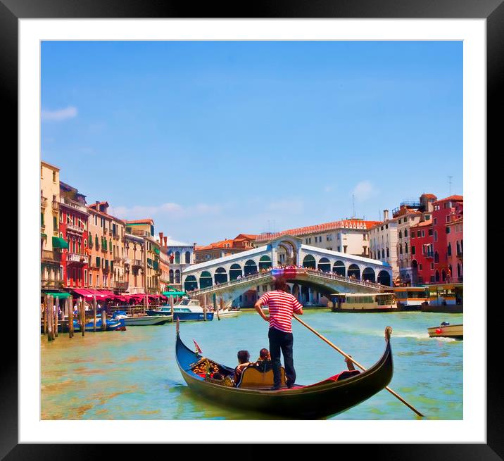 Gondola in Venice Canal Framed Mounted Print by Darryl Brooks