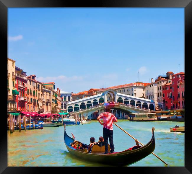 Gondola in Venice Canal Framed Print by Darryl Brooks