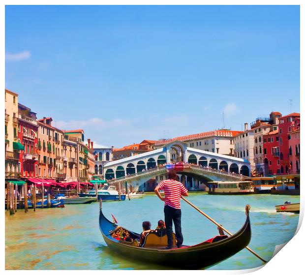 Gondola in Venice Canal Print by Darryl Brooks