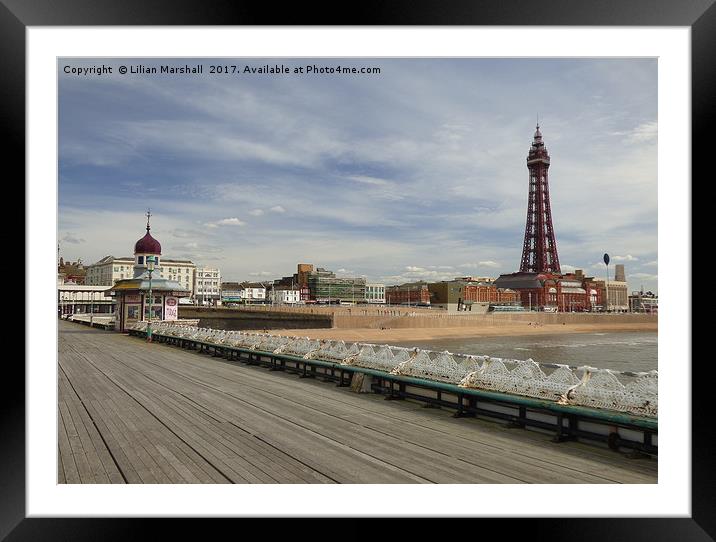 Blackpool Promenade from North Pier.  Framed Mounted Print by Lilian Marshall