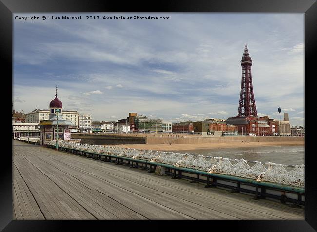 Blackpool Promenade from North Pier.  Framed Print by Lilian Marshall