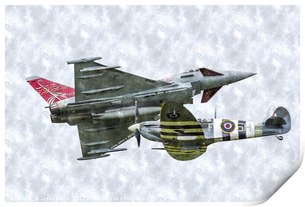 Typhoon & Spitfire pass over Print by Jason Wells