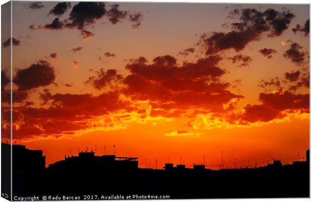 Beautiful Summer Sunset Over Valencia City Skyline Canvas Print by Radu Bercan