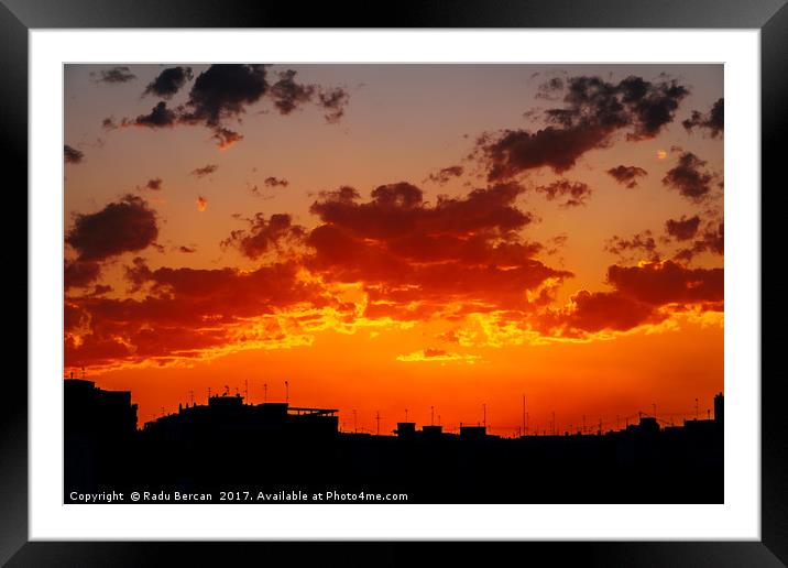 Beautiful Summer Sunset Over Valencia City Skyline Framed Mounted Print by Radu Bercan