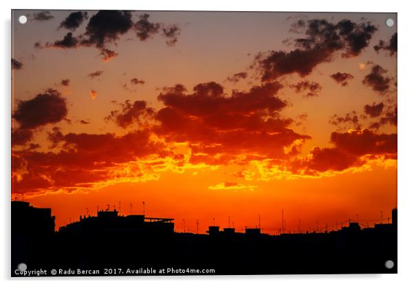 Beautiful Summer Sunset Over Valencia City Skyline Acrylic by Radu Bercan