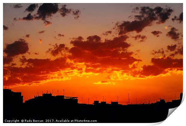 Beautiful Summer Sunset Over Valencia City Skyline Print by Radu Bercan