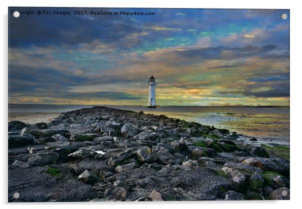 New brighton lighthouse Acrylic by Derrick Fox Lomax