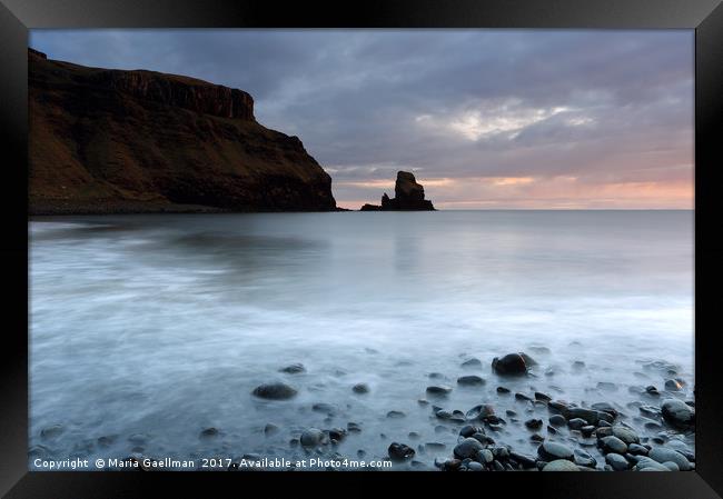Talisker Sea Stack at Sunset Framed Print by Maria Gaellman