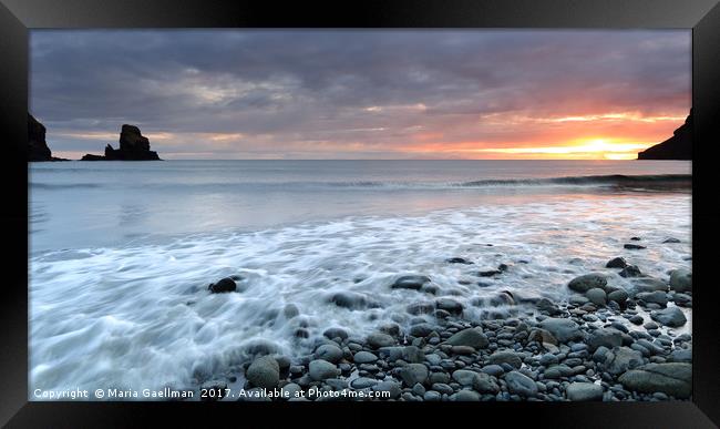 Incoming Tide at Sunset by Talisker Bay Framed Print by Maria Gaellman